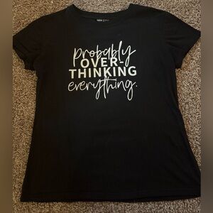 SHEIN Black Tee with Playful White Script